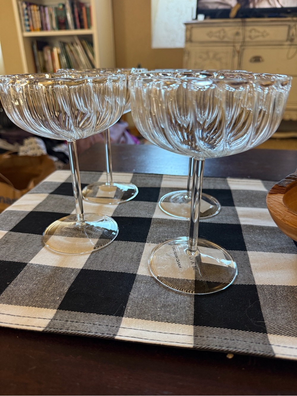 Set of 4 Magnolia Home Fluted Coupe Glass Glasses - Picture 4 of 6